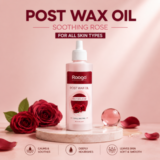 Raaga Professional Post Wax Oil with Soothing Rose and Cocoa Butter for All Skin Types | Calms Redness and Area Post Waxing, Softens Cracked Patches (250 ml)