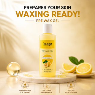 Raaga Professional Pre Wax Gel with Refreshing Lemon and Cocoa Butter for All Skin Types | Prepares Skin for Waxing & Smoother Hair Removal | Prep & Pamper (250 ml)
