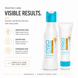 Raaga Professional Pro Botanix Anti-Frizz Shea Butter Hair Care Duo | Shampoo (200ml) & Conditioner (100ml) Combo for Smooth, Moisturized and Frizz Free Hair