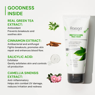 Refreshing Facewash with Real Green Tea & Cinnamon Extract   | 80 ml