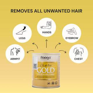 Liposoluble Metallic Body Wax for Smooth Hair Removal - Gold | 800 ml